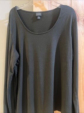Eileen Fisher Classic Black Scoop-Neck Long Sleeve Top size x large